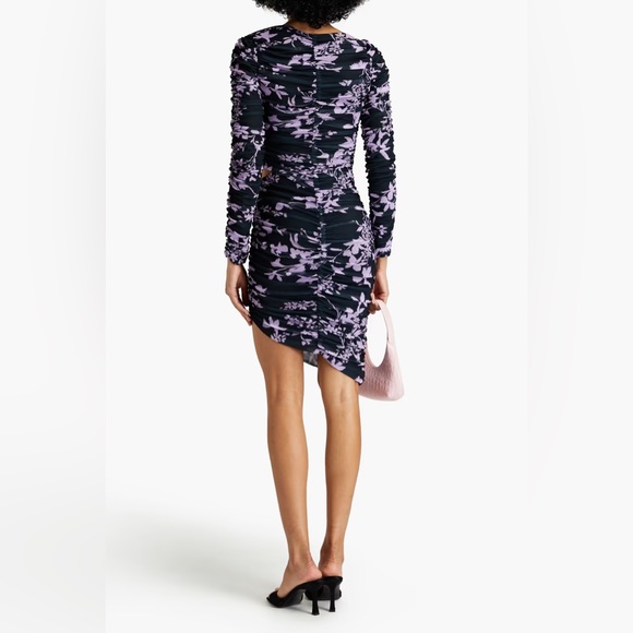 Nicholas Maleah Floral Ruched Purple Dress - Picture 6 of 6
